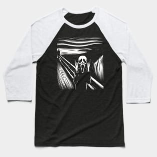 The Scream Rocks in Black and White Baseball T-Shirt